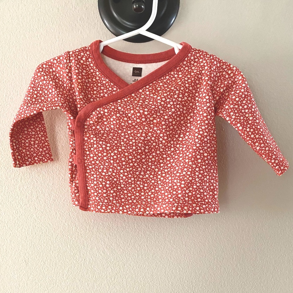 Pink floral kimono top by Tea collection (0-3mos)